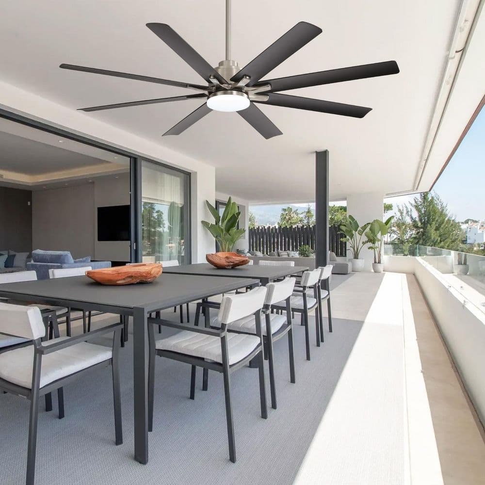 52 in. Indoor/Outdoor Nickel Smart Ceiling Fan with LED Light and Remote App Control - Hercitys