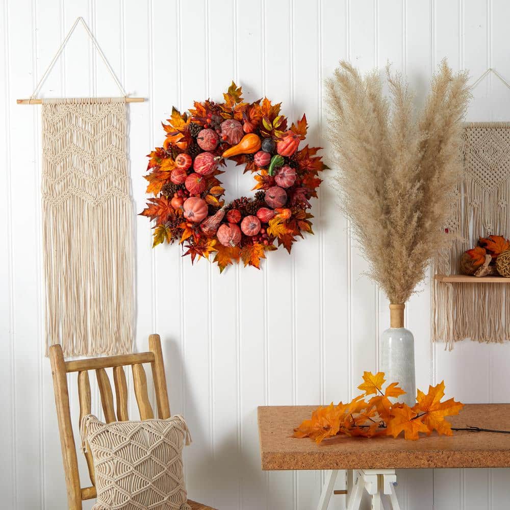 28in. Artificial Harvest Wreath - Hercitys
