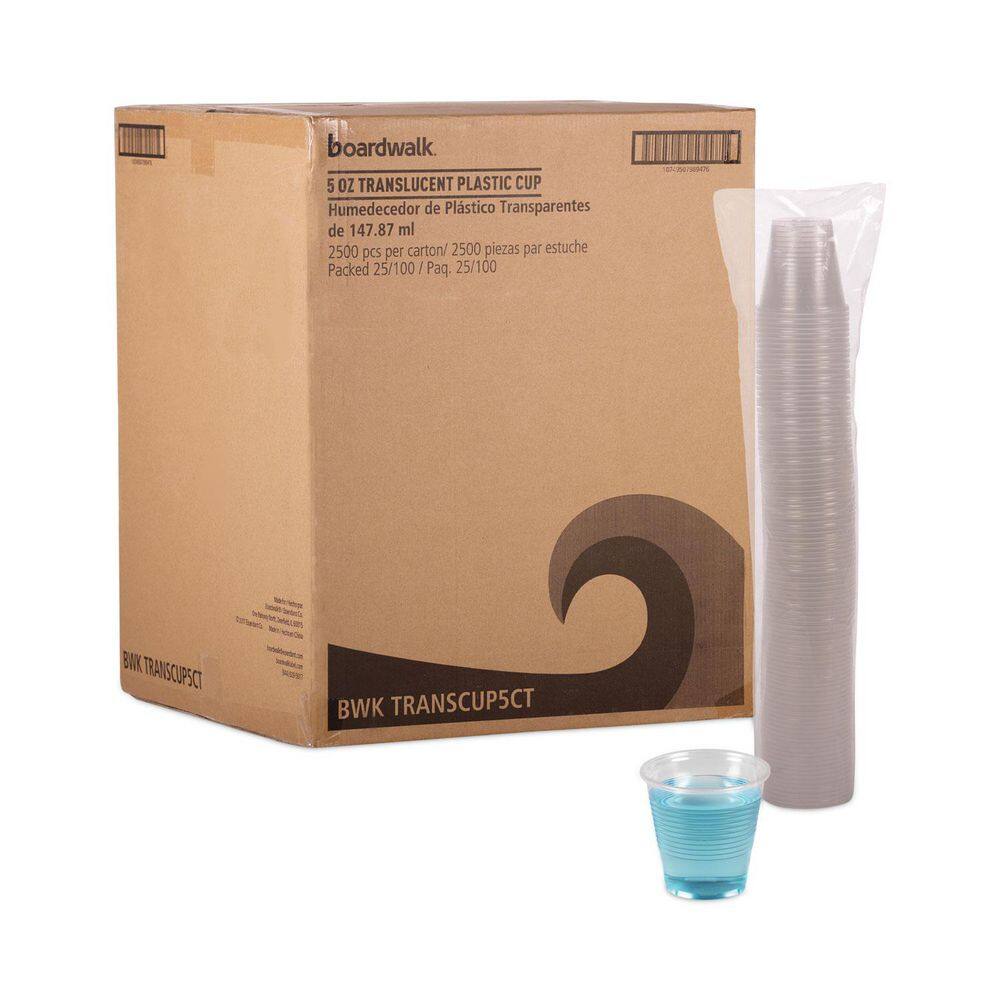 5 oz. Polypropylene Translucent Plastic Cold Cups (100/Bag, 25 Bags/Carton) - Hercitys