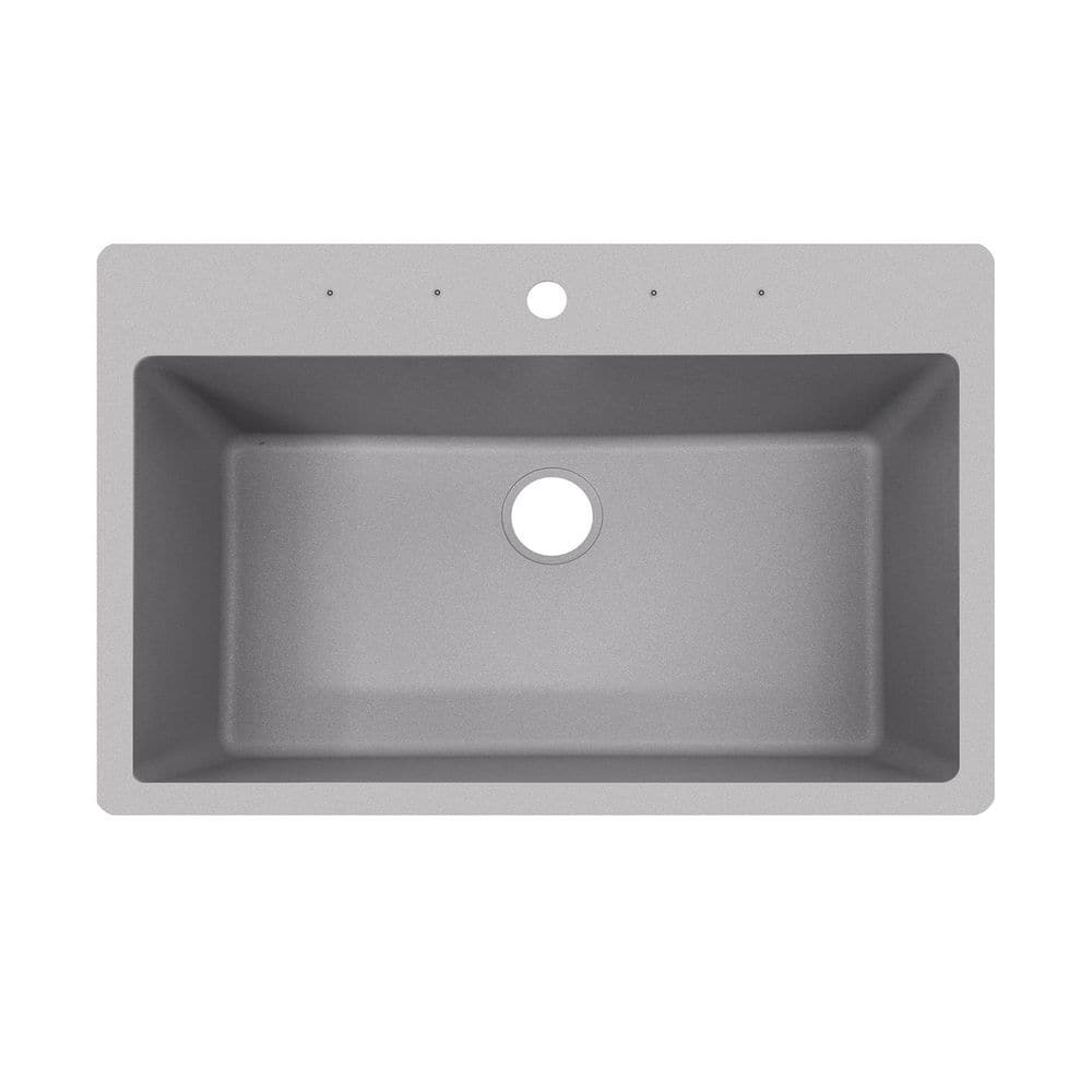 33 in. Drop-in/Undermount Single Bowl Quartz Kitchen Sink in White - Hercitys