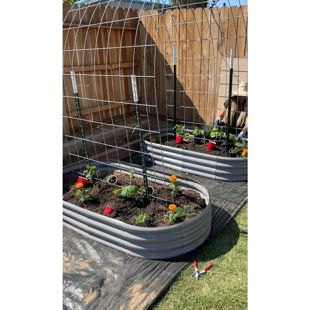 4 x 2 x 1 ft. Light Grey Metal Oval Raised Garden Beds (2-Pack) - Hercitys