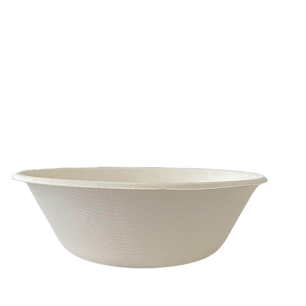 100% Compostable 18 oz. Unbleached Disposable Paper Bowls 150-Pack - Hercitys