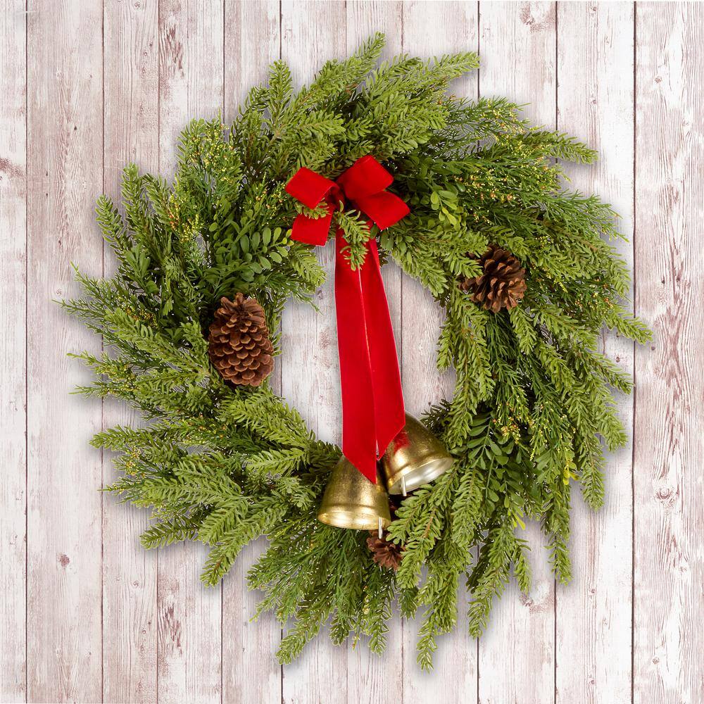 28 in. Christmas Bells Pine Artificial Christmas Wreath - Hercitys
