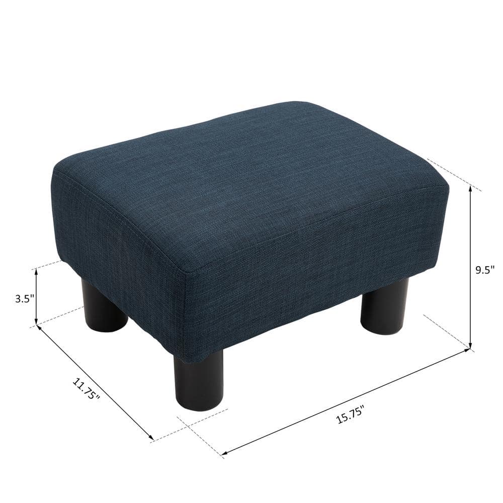 15.75″ Dark Blue Bench with Linen Fabric & Lightweight Design - Hercitys