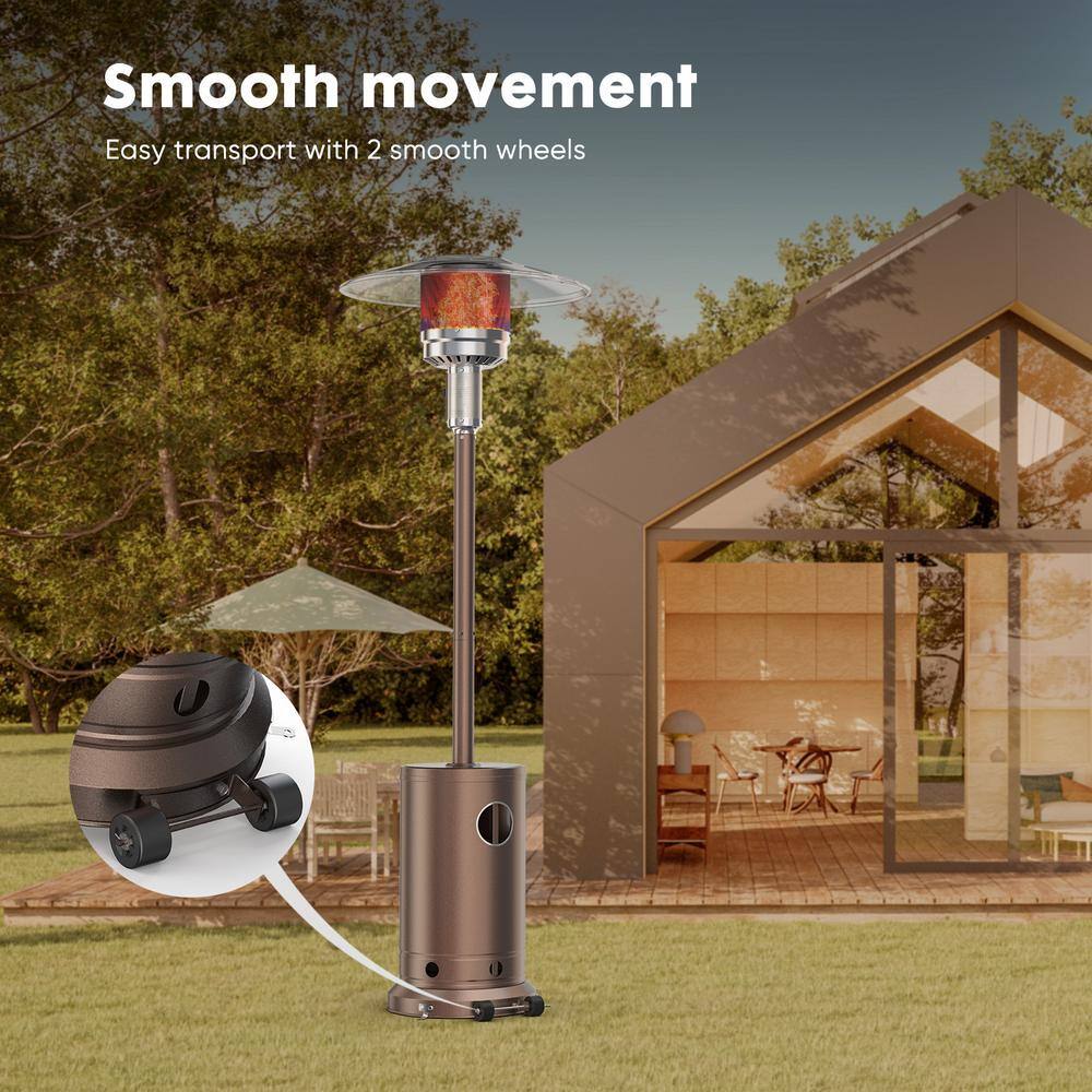 48,000 BTU Propane Standing Patio Heater with Tabletop, Double-Layer Stainless Steel Burner and Safety Protection System - Hercitys