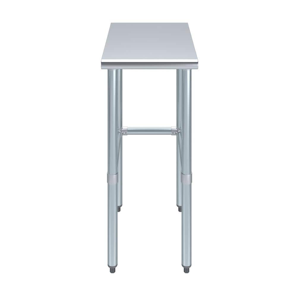 24 in. x 15 in. Stainless Steel Open Base Kitchen Utility Table Metal Prep Table - Hercitys