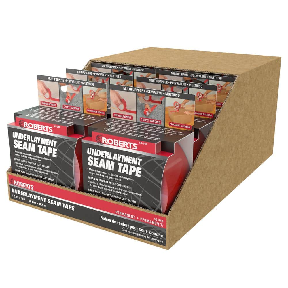 1-7/8 in. x 100 ft. x 0.005 in. Red Seam Guard Underlayment Tape Roll (12-Pack) - Hercitys