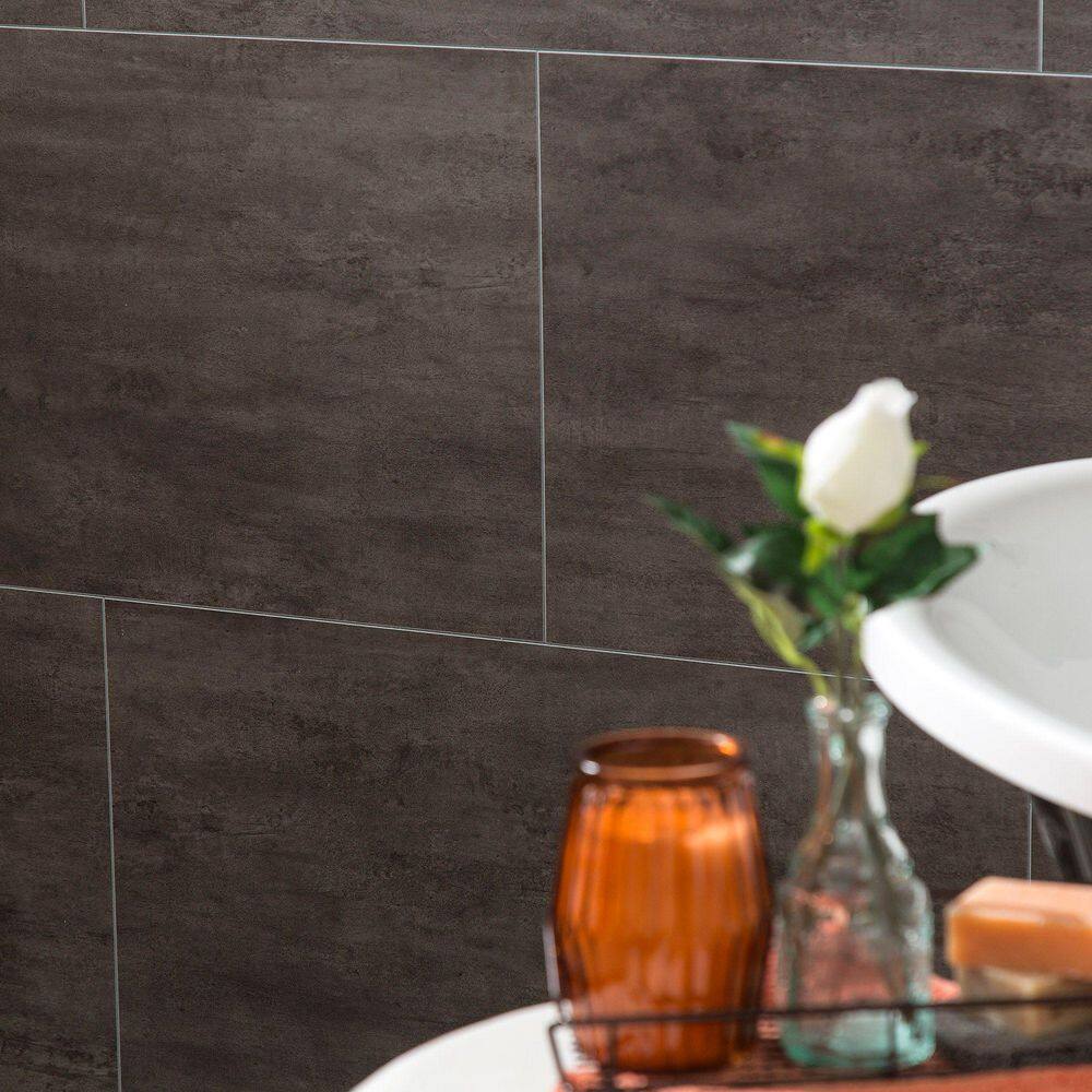 25.6 in. L x 14.8 in. W Ashen Slate No Grout Vinyl Wall Tile (21 sq. ft./case) - Hercitys