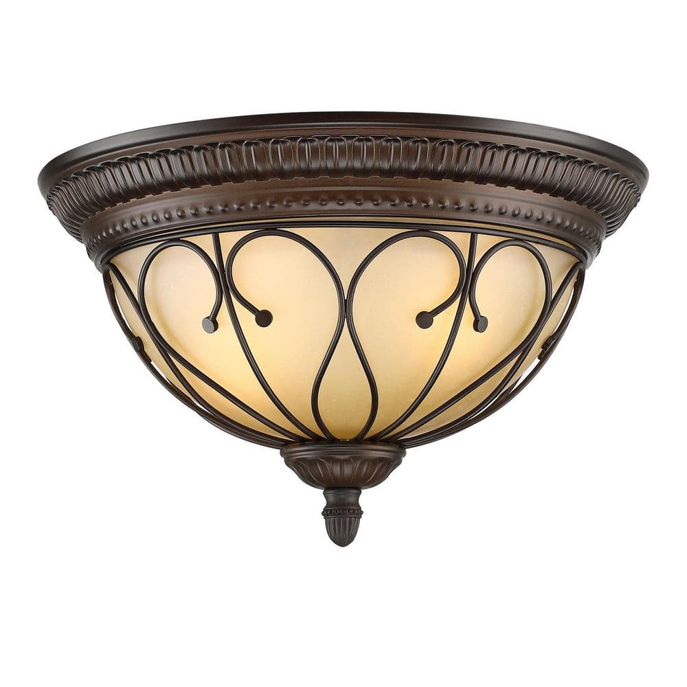2-Lights Semi Flush Mount with Clear Glass, a Painted Woodgrain Finish, 2*E26 - Hercitys