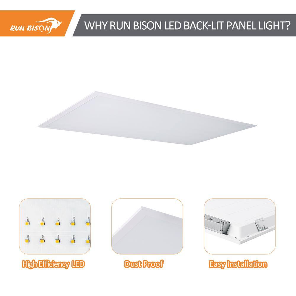 48 in. 1 ft. x 4 ft. White 2200/3300/4400 Lumens Integrated LED Flush Mount Light Panel Light, 3500/4000/5000K (4-Pack) - Hercitys