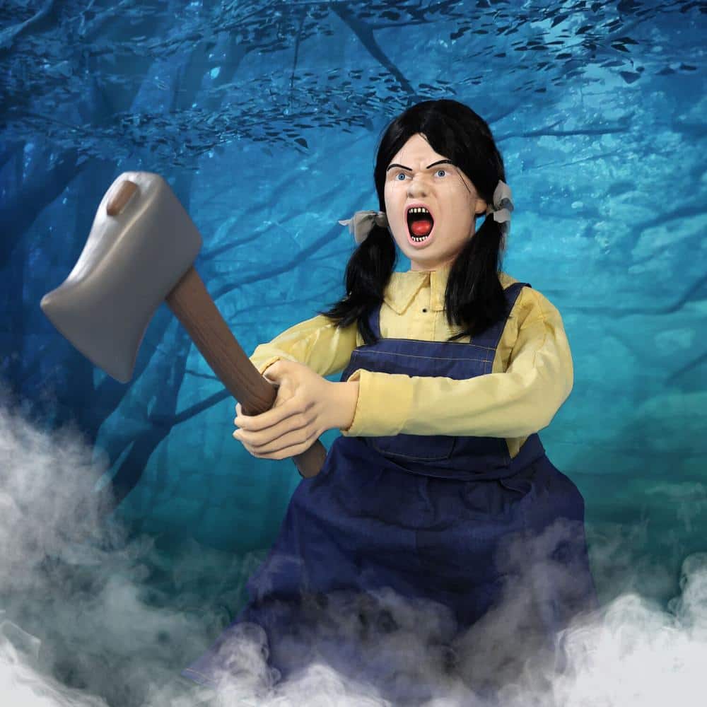4 ft. Axe Me Something by Tekky, Premium Halloween Animatronic - Hercitys