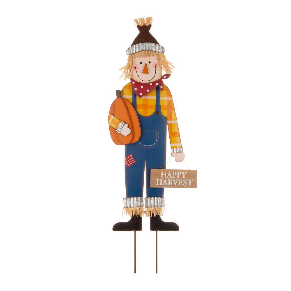 36 in. H Fall Metal Scarecrow Yard Stake/Standing/Hanging Sign (KD, 3-Function) - Hercitys