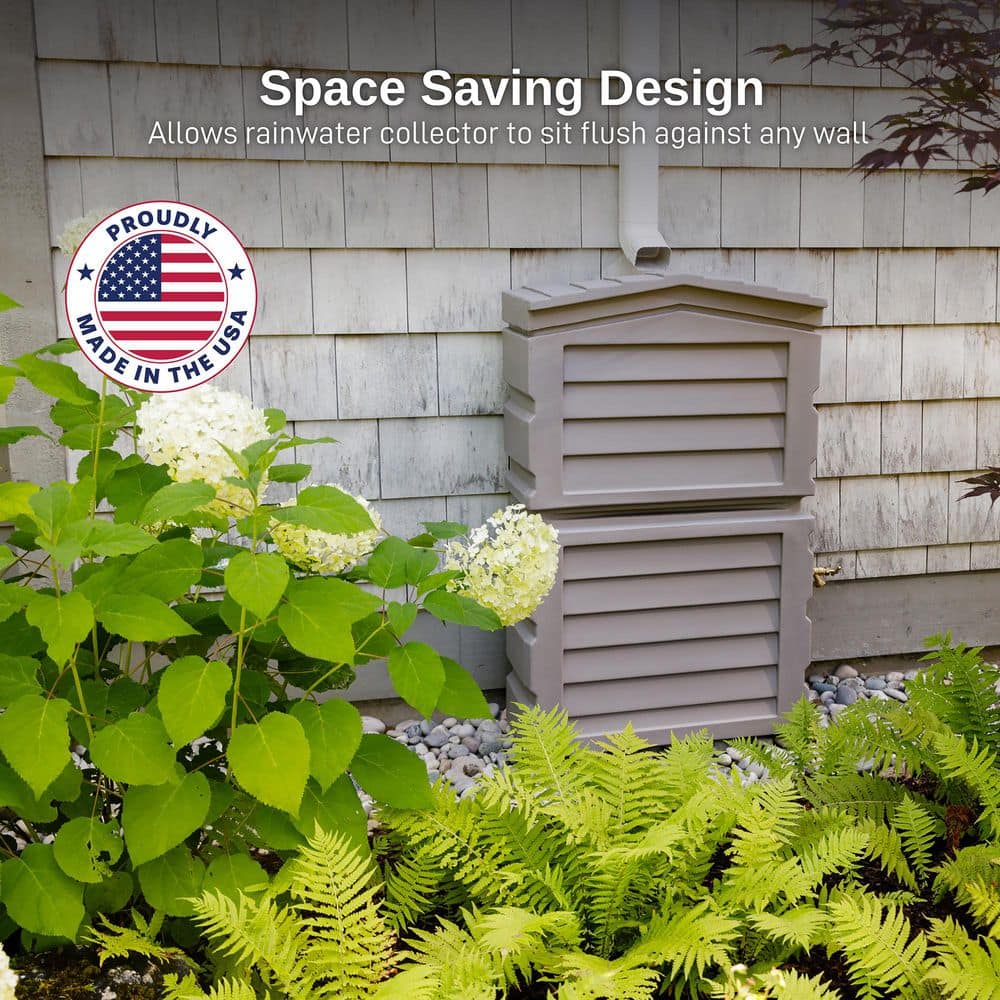 25 Gal. Polyethylene Rainwater Shed Collector, Prestige Pewter Color - Hercitys