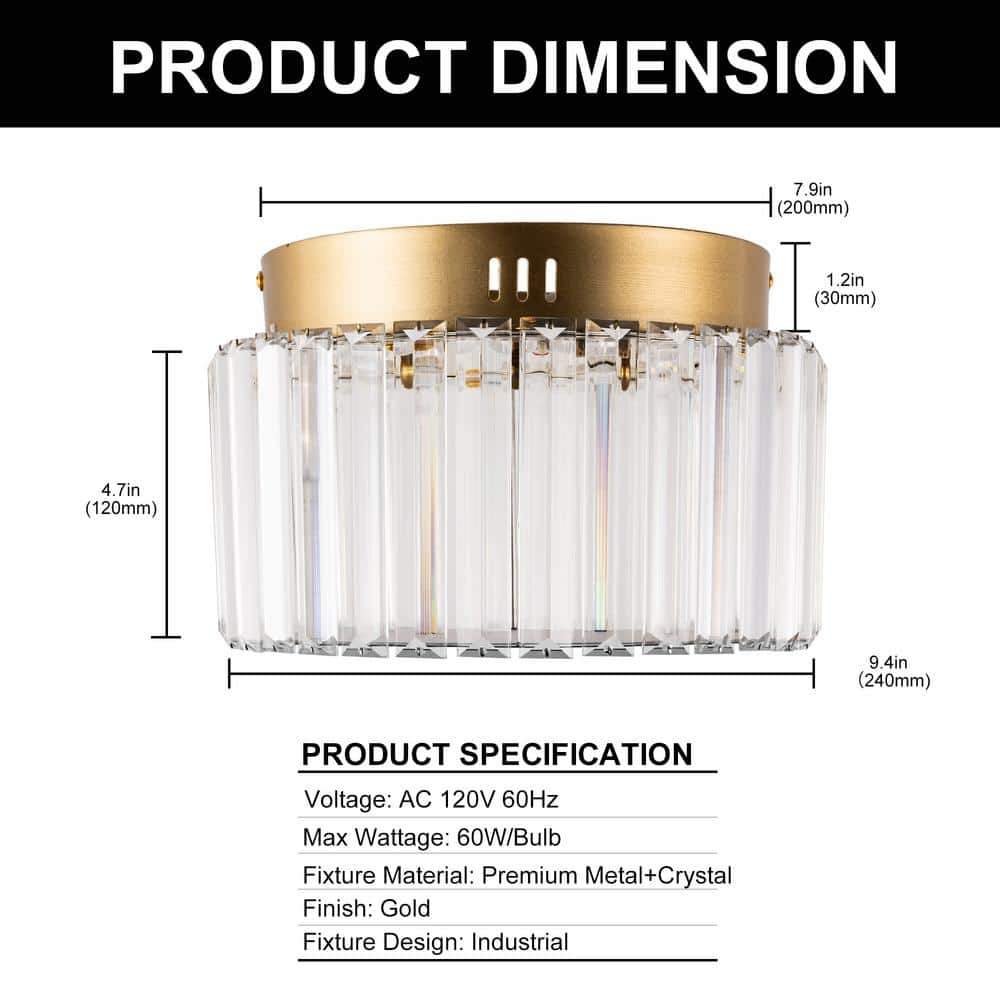 10 in. Gold Cylinder 1-Light Dimmable LED Flush Mount Ceiling Light Fixture with 3CCT Control - Hercitys