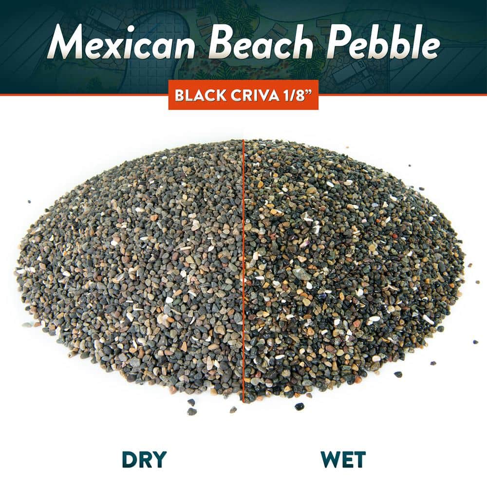0.25 cu. ft. 1/8 in. Black Criva Mexican Beach Pebble Smooth Round Rock for Gardens, Landscapes and Ponds - Hercitys