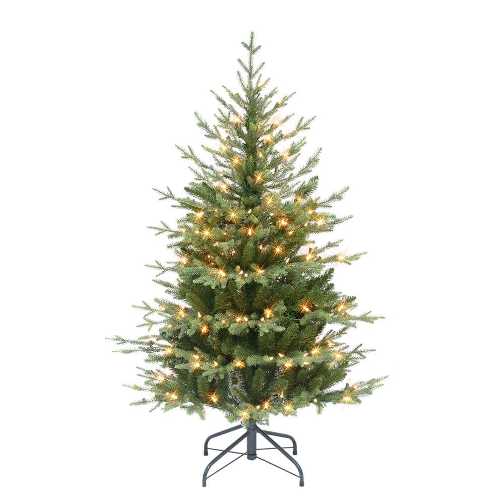4.5 ft. Prelit Slim Balsam Fir Artificial Christmas Tree with 200 UL-Listed Clear Incandescent Lights - Hercitys
