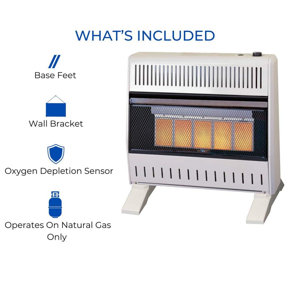 30,000 BTU Natural Gas Ventless Infrared Plaque Space Heater With Base Feet, Manual Control – Model# MN300HPA-B - Hercitys