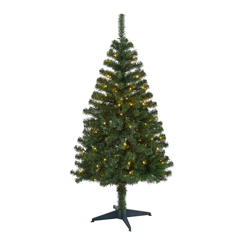 4 ft. Pre-Lit Northern Tip Pine Artificial Christmas Tree with 100 Clear LED Lights - Hercitys