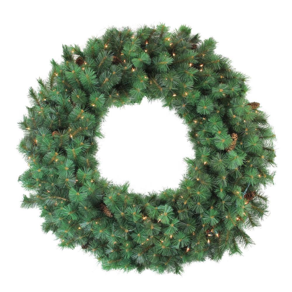 48 in. Pre-Lit Royal Oregon Pine Artificial Christmas Wreath with Clear Lights - Hercitys