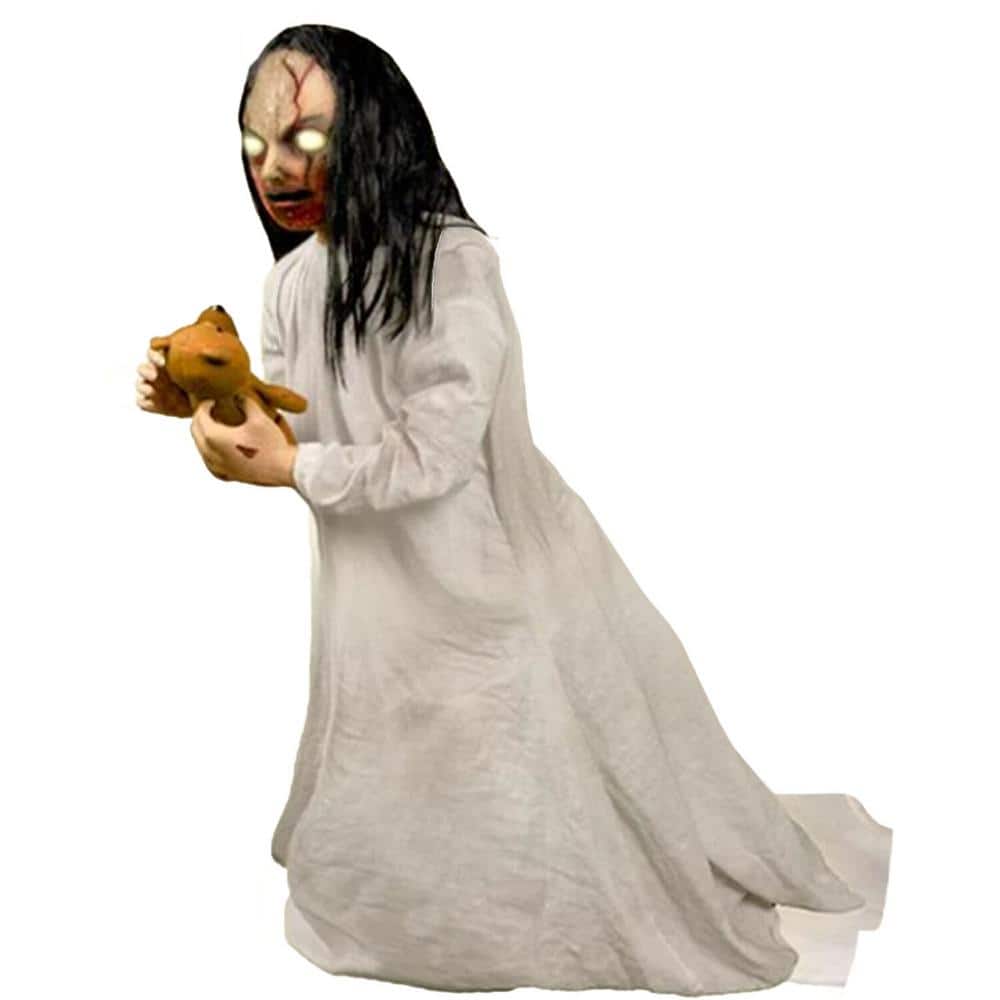 42 in. Motion-Activated Lunging Lily the Demonic Zombie Girl by Tekky, Premium Talking Halloween Animatronic - Hercitys