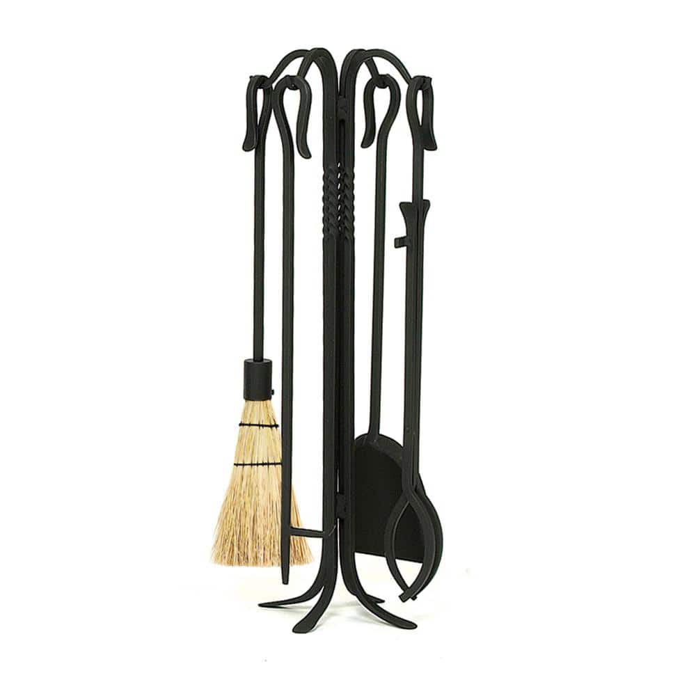 26.5 in. Tall 5-Piece Black Shepherd’s Hook III Mini Fireplace Tool Set - Hercitys