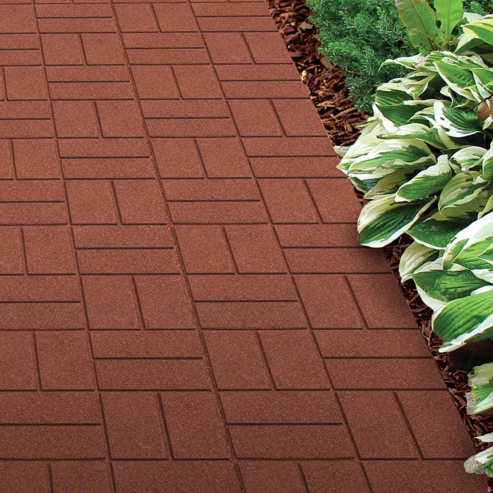 16 in. x 16 in. x 3/4 in. Red Dual-Sided Rubber Paver (9-Pack) - Hercitys