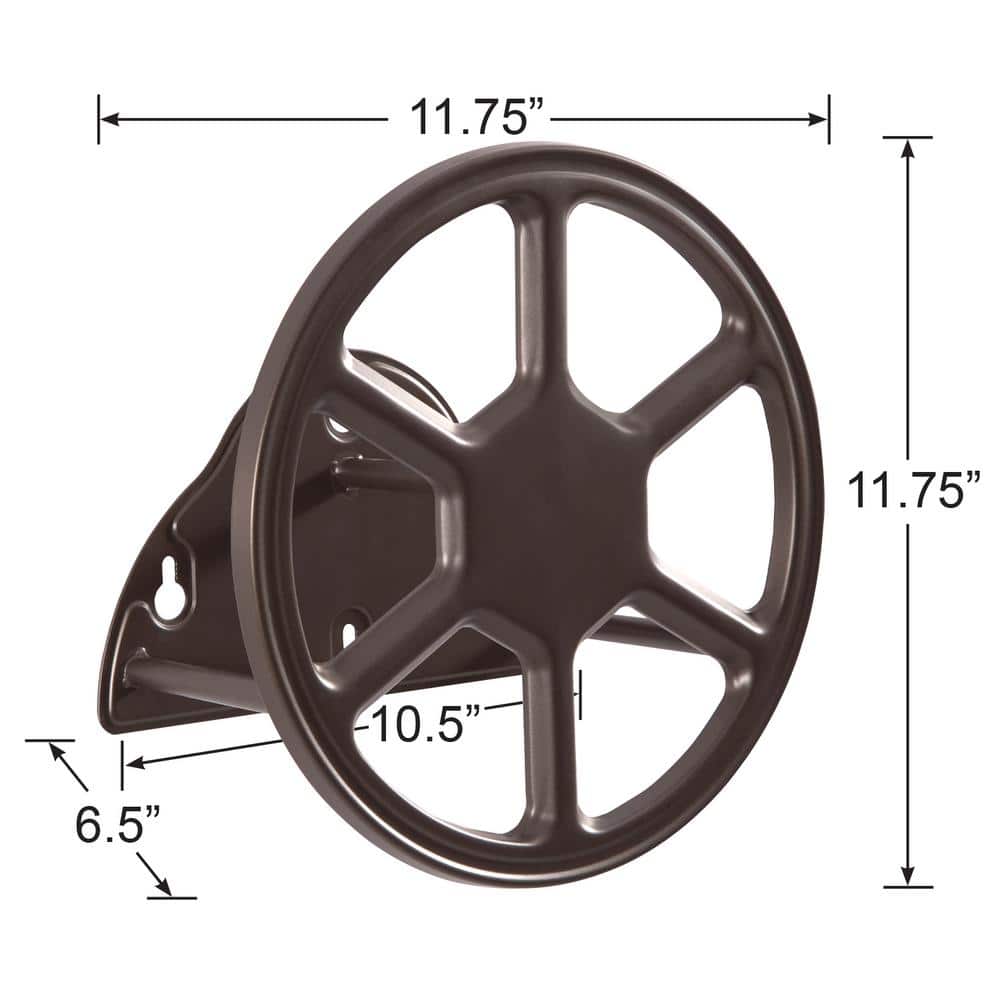 125 ft. Black Steel Durable Wall Mounted Garden Hose Reel - Hercitys