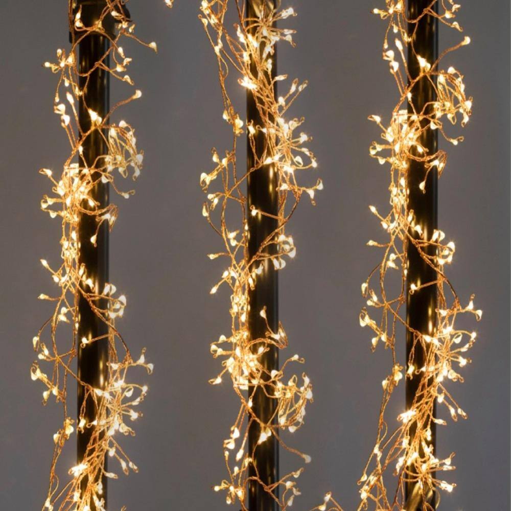 100-Light Bulb LED Warm White Light Bulb with Copper Wire, Battery Operated Firecracker Fairy String Lights (Set of 2) - Hercitys