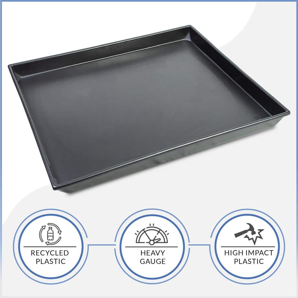 33 in. x 28 in. Heavy Duty Plastic HVAC Condensate Drain Pan with Drain Hose Adapter - Hercitys