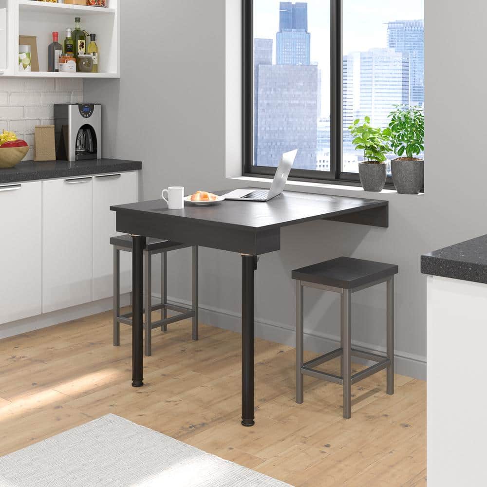 28 in. (711 mm) Matte Black Metal Folding Table Leg with Leveling Glide - Hercitys