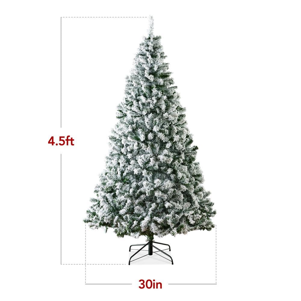 4.5 ft. Unlit Flocked Pine Artificial Christmas Tree - Hercitys