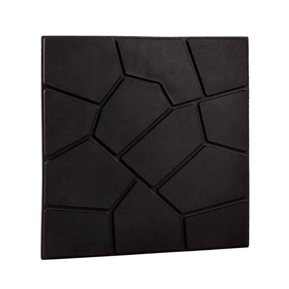 15.5 in. x 15.5 in. Square Black Cobblestone/Brick Dual-Sided 100% Recycled Rubber Paver (6-pack) - Hercitys