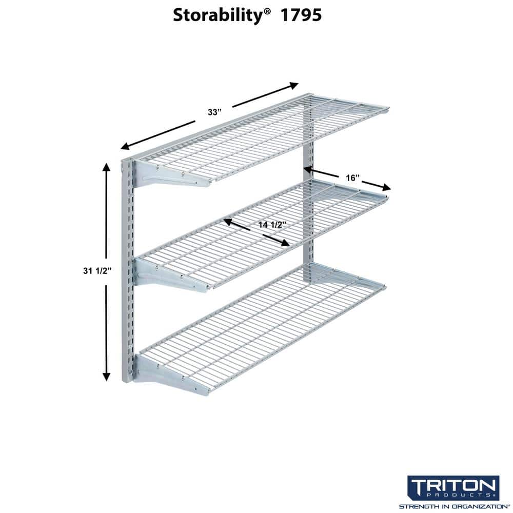 16 in. x 33 in. Steel Garage Wall Shelving in Gray - Hercitys