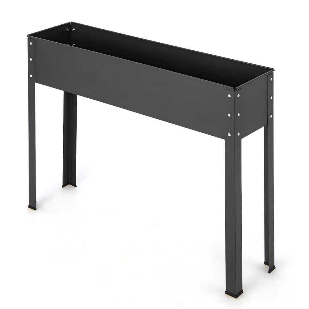 40 in. x 11 in. x 31.5 in. Metal Raised Garden Bed Planter Box with Drain Hole for Flower Vegetable-Black - Hercitys