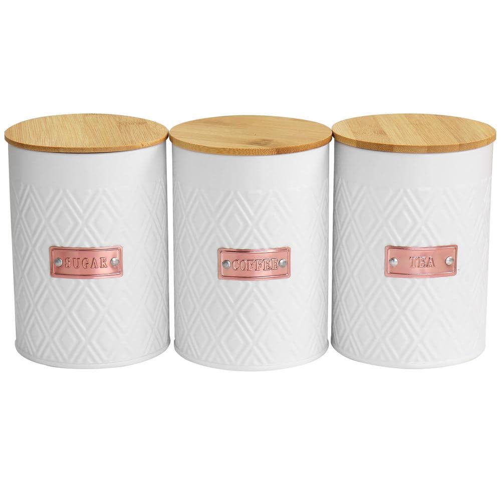 4-Piece Iron Canister Set in White - Hercitys