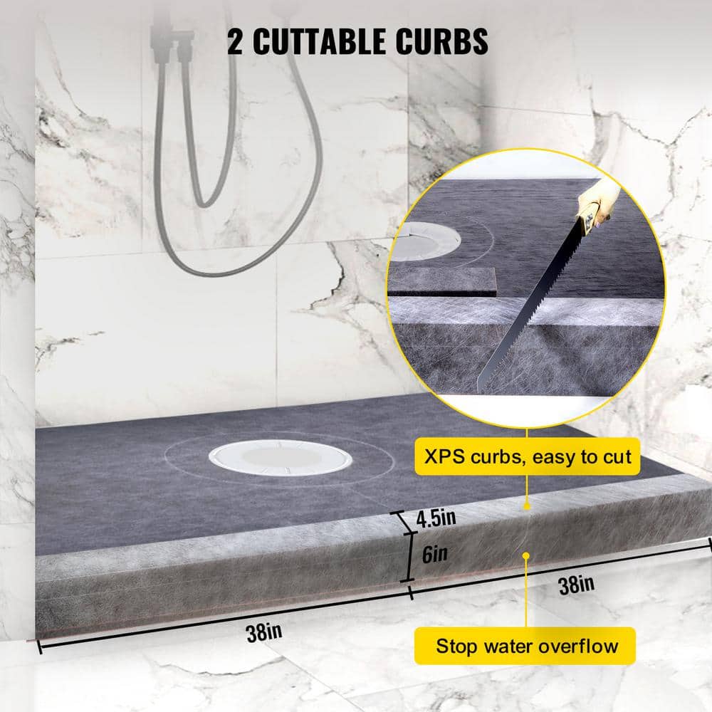 38 x 60 in. Waterproof Shower Pan Underlayment with 4 in. ABS Central Bonding Flange Polyethylene Shower Pan Liner - Hercitys