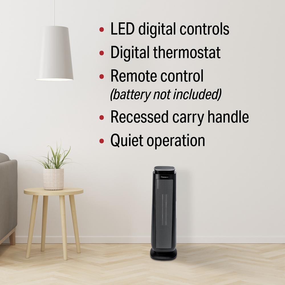 23 in. 1500-Watt/900-Watt Electric Oscillating Digital Ceramic Tower Heater - Hercitys