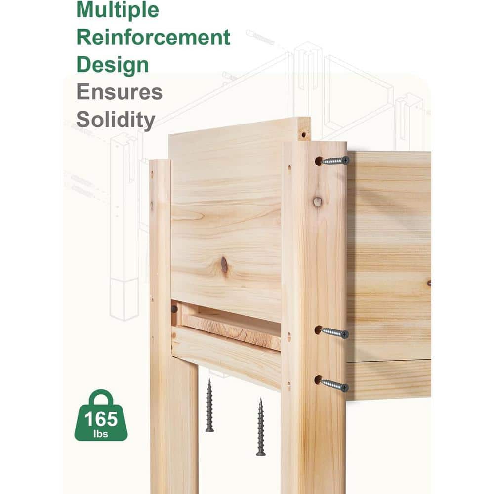 49 in. x 25 in. x 31 in. Wood Raised Garden Bed with Linner – Waterproof Legs - Hercitys