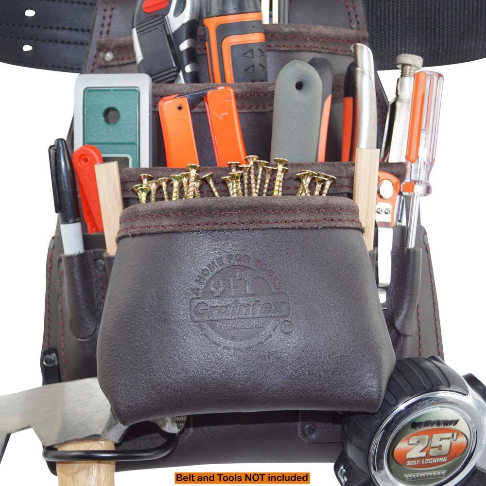 10-Pocket Oil Tanned Leather Nail and Tool Pouch - Hercitys