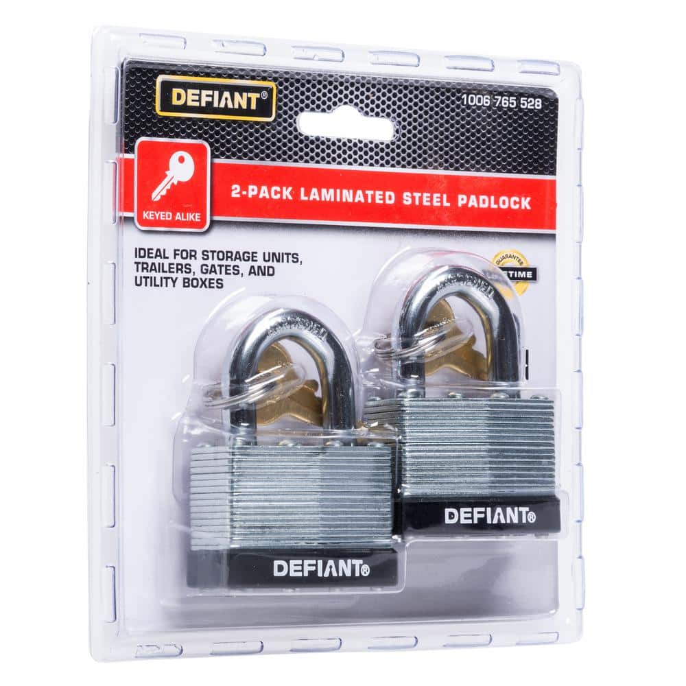 44 mm 1 in. 2-Pack Laminated Steel Shackle Keyed Padlocks (Includes 2 Keys) - Hercitys