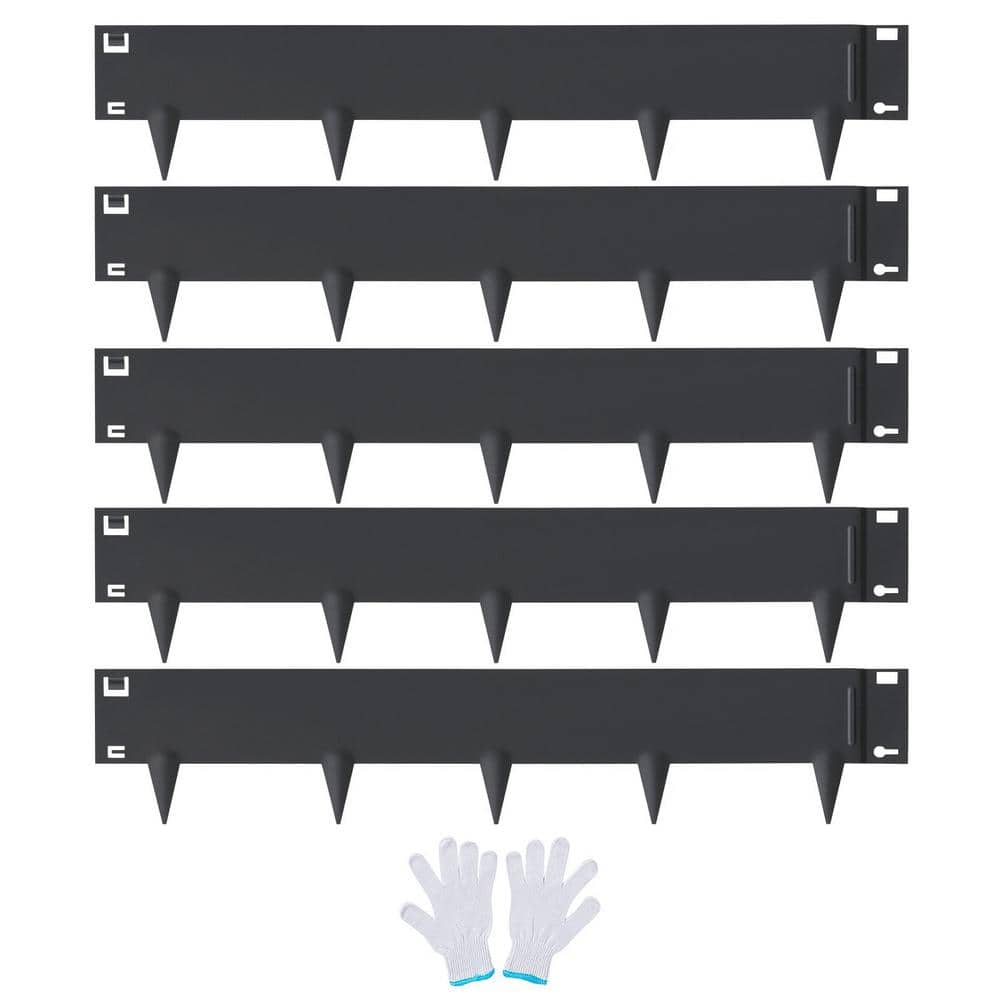 39 in. L x 3 in. H x 0.06 in. W Bendable Steel Landscape Edging Strips in Black with 3.15 in. H Spike (5-Pack) - Hercitys