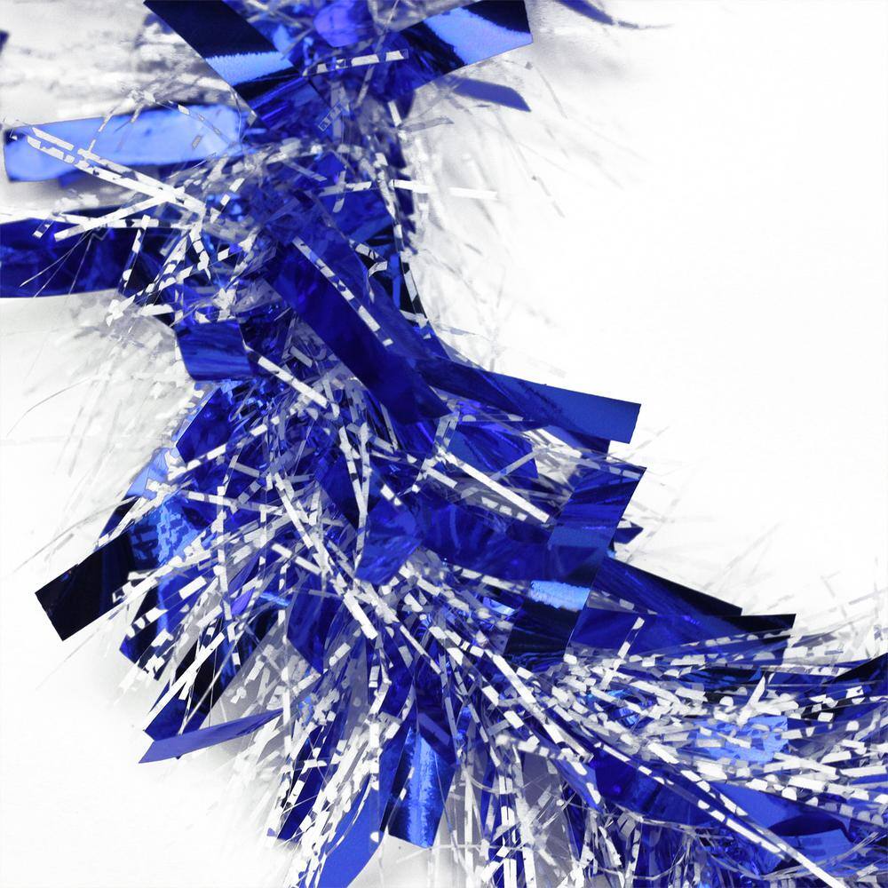 50 ft. Blue and White Unlit Wide Cut Christmas Tinsel Garland - Hercitys