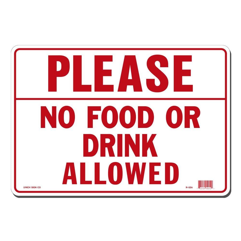 14 in. x 10 in. Please No Food or Drink Allowed Sign Printed on More Durable, Thicker, Longer Lasting Styrene Plastic - Hercitys