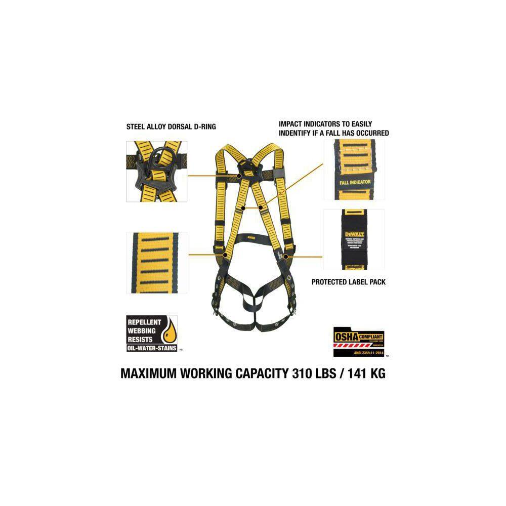 5-Point Fall Protection Harness with Pass-Thru Chest and Tongue Buckle Legs - Hercitys
