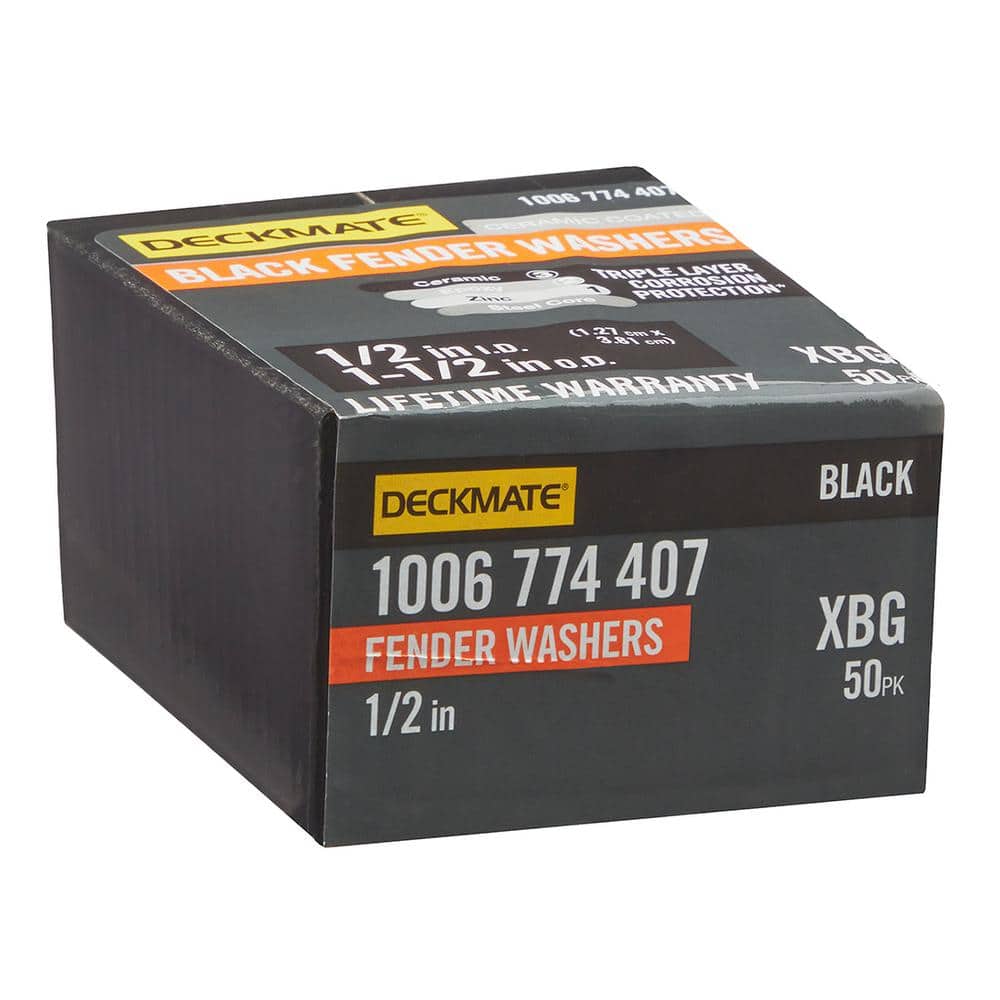 1/2 in. x 1-1/2 in. Black Deck Bolt Exterior Fender Washer (50-Pack) - Hercitys