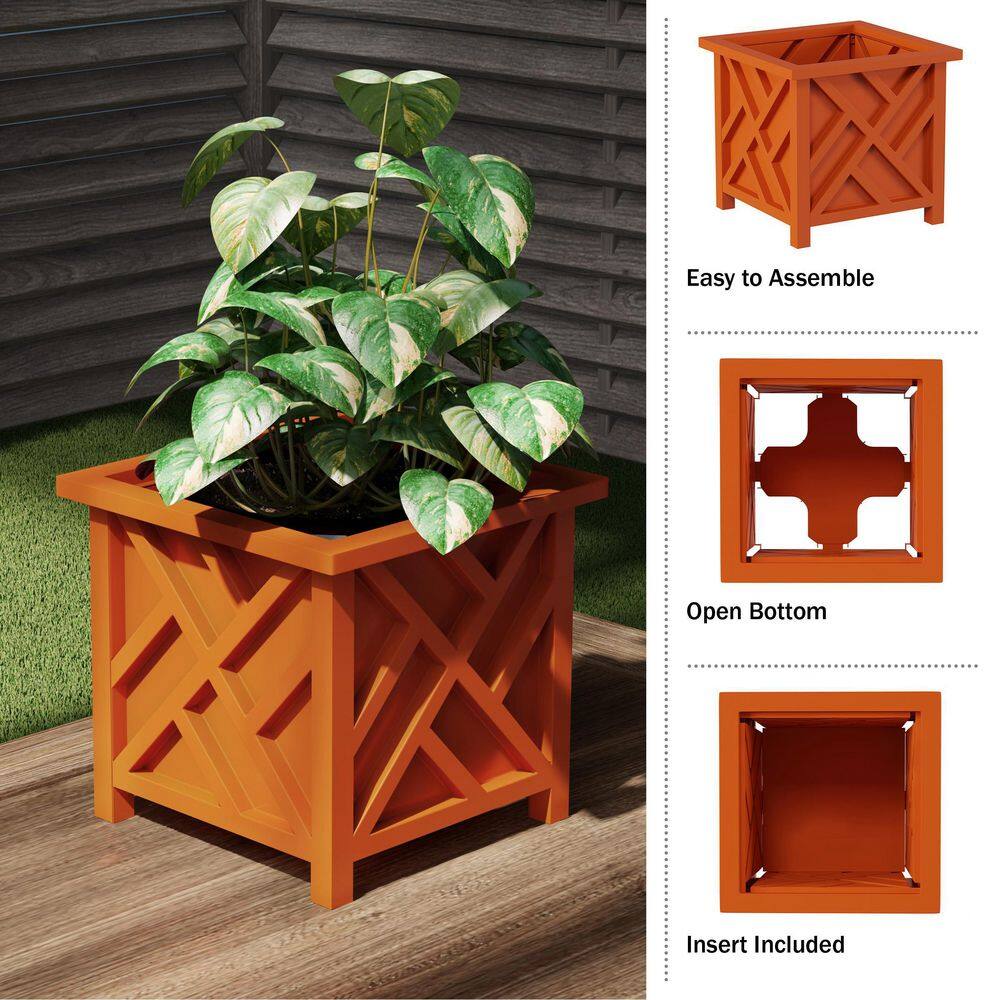 14.75 in. x 14.75 in. Lattice Design Terracotta Plastic Planter Box (2-Pack) (White) - Hercitys