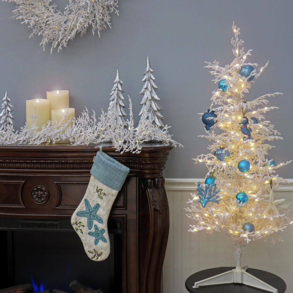 4 ft. HGTV Home Collection Pre-Lit Christmas by the Sea Coral Artificial Christmas Tree - Hercitys