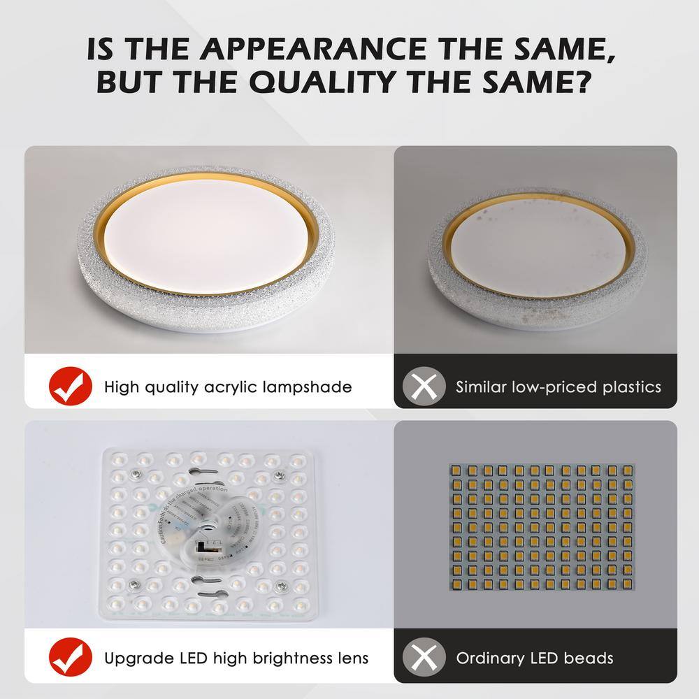 19.69 in. 1-Light White Selectable LED 36-Watt 5 CCT Flush Mount Ceiling Light - Hercitys