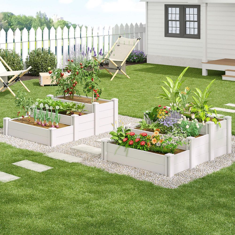 15.7 in. × 35.4 in. White PVC Plastic Raised Garden Bed Panels Durable and Elegant Boundary Solution - Hercitys