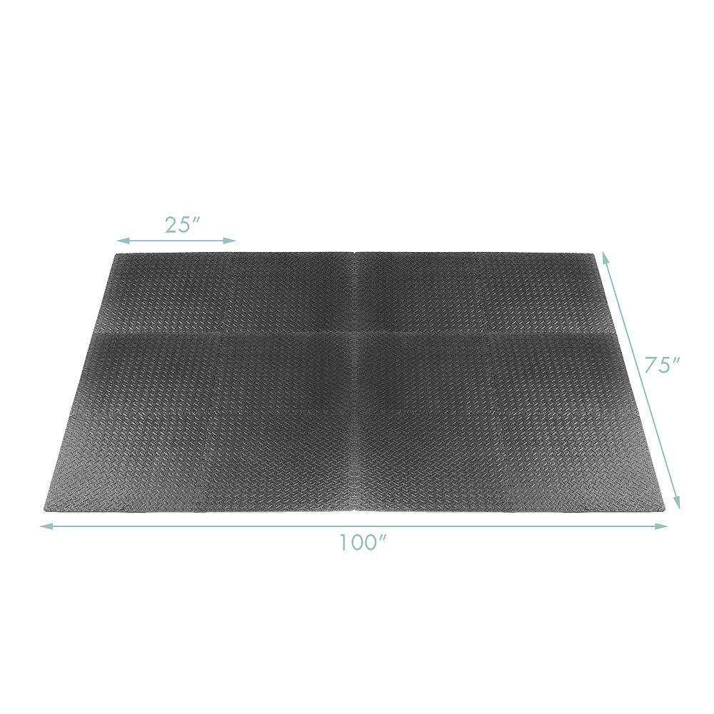 12PCS Black 25 in. X 25 in. Exercise Play Mat w/EVA Foam Interlocking Tiles 52 sq.ft. - Hercitys